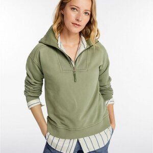 L.L. Bean Sunwashed Funnel Neck Zip Sweatshirt Peach Pink Size Medium Petite EUC